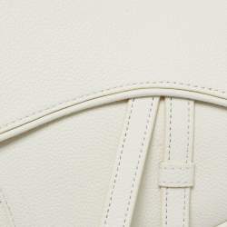 Dior White Leather Saddle Bag