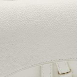 Dior White Leather Saddle Bag