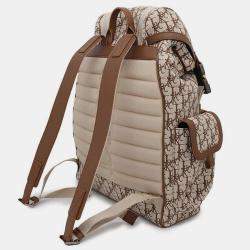 Dior Beige/Brown Jacquard Leather Oblique Cactus Jack Travis Scott Hit The Road Backpack 