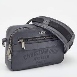 Dior Dark Grey Leather Atelier Safari Messenger Bag
