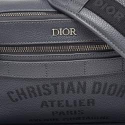 Dior Dark Grey Leather Atelier Safari Messenger Bag