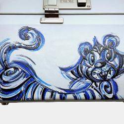 Christian Dior Printed Leather Kenny Scharf Year of the Tiger Top Handle Clasp Lock Bag 