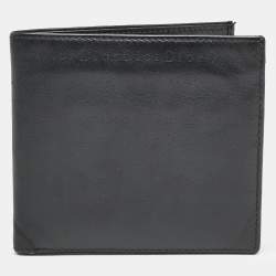 Dior Black Logo Embossed Leather Bifold Wallet