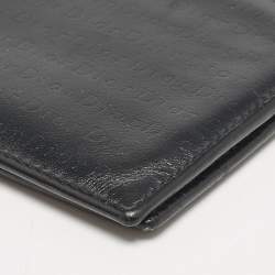 Dior Black Logo Embossed Leather Bifold Wallet