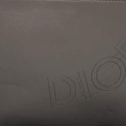 Dior Homme Grey Leather Zip Pouch Clutch