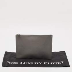 Dior Homme Grey Leather Zip Pouch Clutch