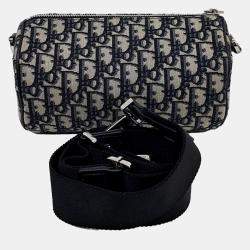 Dior Navy Blue Fabric Oblique Roller Bag