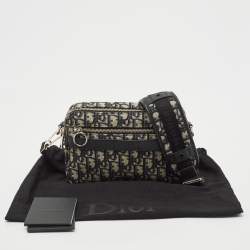 Dior Navy Blue Oblique Canvas and Leather Safari Crossbody Bag