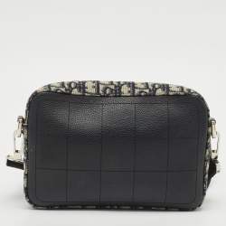 Dior Navy Blue Oblique Canvas and Leather Safari Crossbody Bag