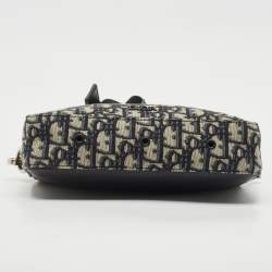 Dior Navy Blue Oblique Canvas and Leather Safari Crossbody Bag