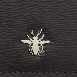 Dior Black Leather Bee Vertical Long Wallet