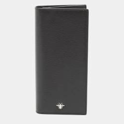 Dior Black Leather Bee Vertical Long Wallet