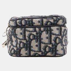 Dior Navy Canvas Leather Oblique Shoulder Bag