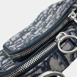Dior Navy Canvas Leather Oblique Shoulder Bag