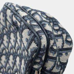 Dior Navy Canvas Leather Oblique Shoulder Bag