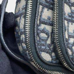 Dior Navy Canvas Leather Oblique Shoulder Bag