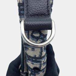Dior Navy Canvas Leather Oblique Shoulder Bag