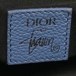 Dior x Shawn Light Blue Leather Saddle Bag