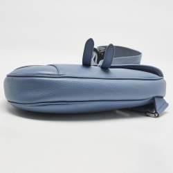 Dior x Shawn Light Blue Leather Saddle Bag