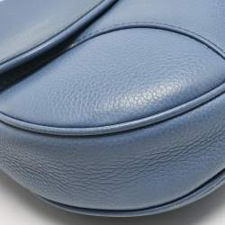 Dior x Shawn Light Blue Leather Saddle Bag