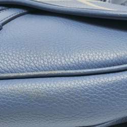 Dior x Shawn Light Blue Leather Saddle Bag
