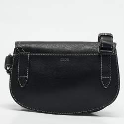 Dior x KAWS Black Leather Saddle Pouch