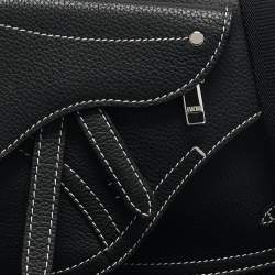 Dior x KAWS Black Leather Saddle Pouch