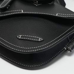 Dior x KAWS Black Leather Saddle Pouch