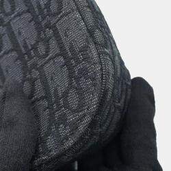 Dior Black Jacquard Grained Calfleather Small Oblique Saddle Flap Messenger Bag 