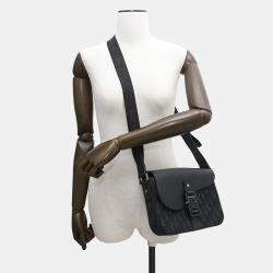 Dior Black Jacquard Grained Calfleather Small Oblique Saddle Flap Messenger Bag 