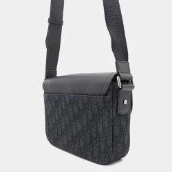 Dior Black Jacquard Grained Calfleather Small Oblique Saddle Flap Messenger Bag 