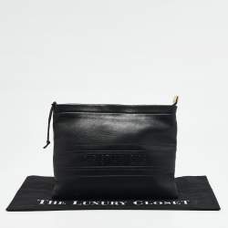Dior Black Leather Medium Dior Stripe Pouch