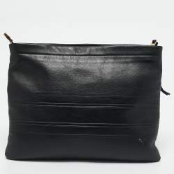 Dior Black Leather Medium Dior Stripe Pouch