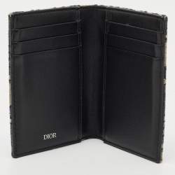 Dior Navy Blue Oblique Canvas Vertical Bifold Wallet