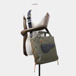 Dior Khaki Black Nylon Leather Sacai Saddle Tote Bag