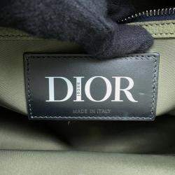 Dior Khaki Black Nylon Leather Sacai Saddle Tote Bag