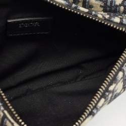 Dior Black/Navy Blue Oblique Canvas and Leather Saddle Crossbody Bag