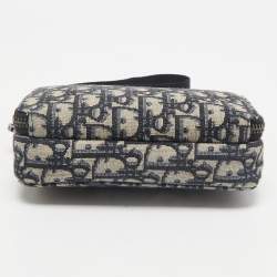 Dior Blue Oblique Canvas Double Zip Pouch