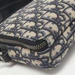 Dior Blue Oblique Canvas Double Zip Pouch