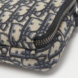 Dior Blue Oblique Canvas Double Zip Pouch