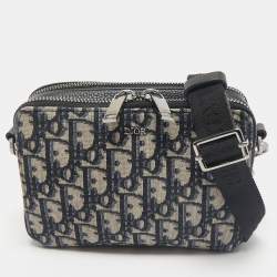 Dior Blue Oblique Canvas Double Zip Pouch