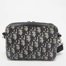 Dior Blue Oblique Canvas Double Zip Pouch