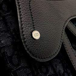 Dior Black Fabric Oblique Saddle Pouch Bag