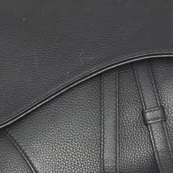 Dior Black Leather Maxi Saddle Bag