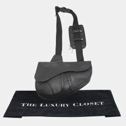 Dior Black Leather Maxi Saddle Bag