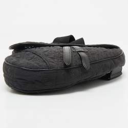 Pre Owned Dior Black Oblique Nylon Saddle Crossbody Bag