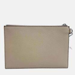Pre Owned Dior Beige Grey Leather Dior Homme clutch