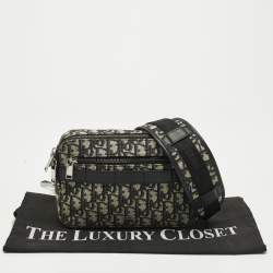 Pre Owned Dior Navy Blue Oblique Canvas Safari Bag