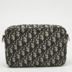 Pre Owned Dior Navy Blue Oblique Canvas Safari Bag