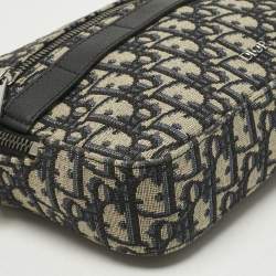 Pre Owned Dior Navy Blue Oblique Canvas Safari Bag